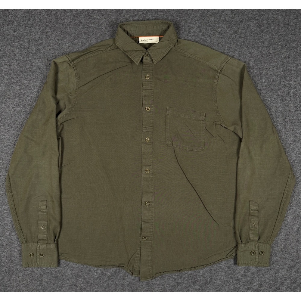 Icebreaker Shirt Mens Medium Green Long Sleeve Casual Button Up Stretch 751407